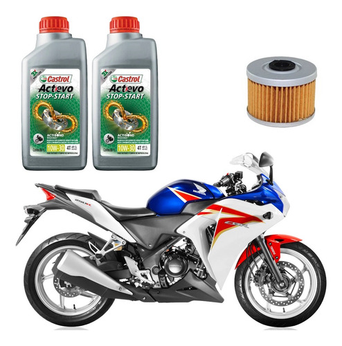 Kit Troca Óleo Honda Cbr250 Castrol 10w30 Fvc048