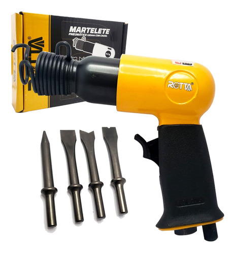 Martelete Pneumático 150mm Com Cabo Emborrachado Rotta 376 Cor Amarelo Frequência Ar