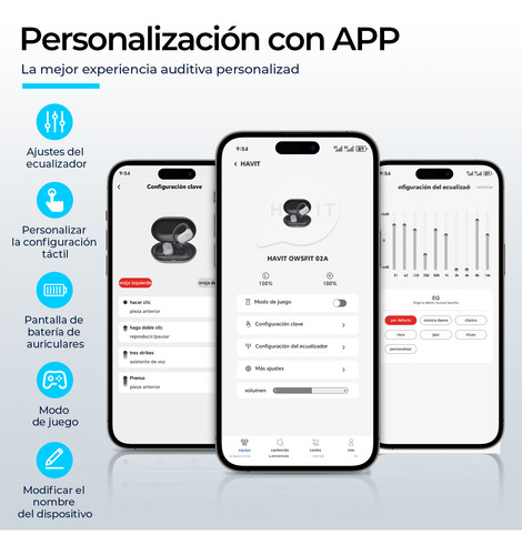 Audífonos Inalámbricos Deportivos Bluetooth App Con Ganchos