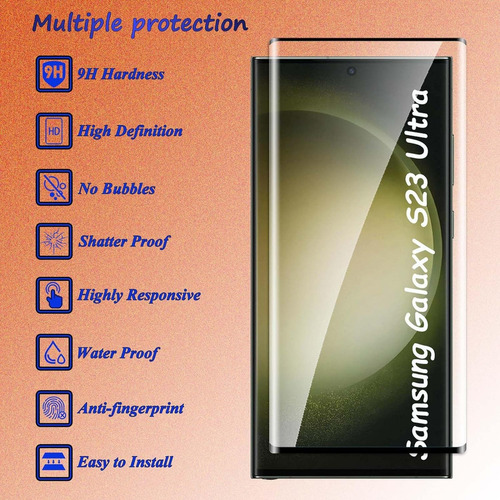 2 Piezas Mica De Vidrio Templado Para Samsung Galaxy S23 Ultra 9h Dureza