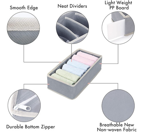 Organizador De Ropa Interior Medias Cajones Gris Combo X4 Pr