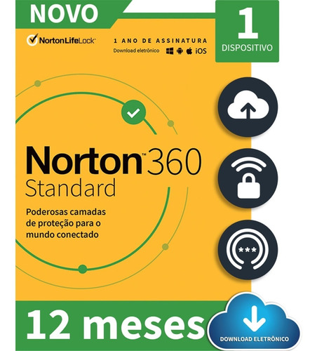 Norton Antivirus Standard 360 Proteção 12 Meses 1 Pc