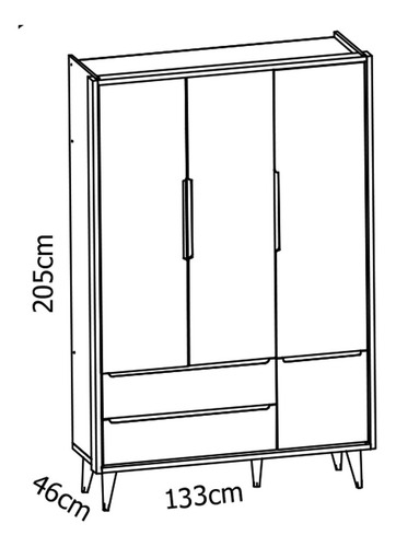 Jogo De Quarto Bebê Théo Retrô Branco Natural 3 Portas
