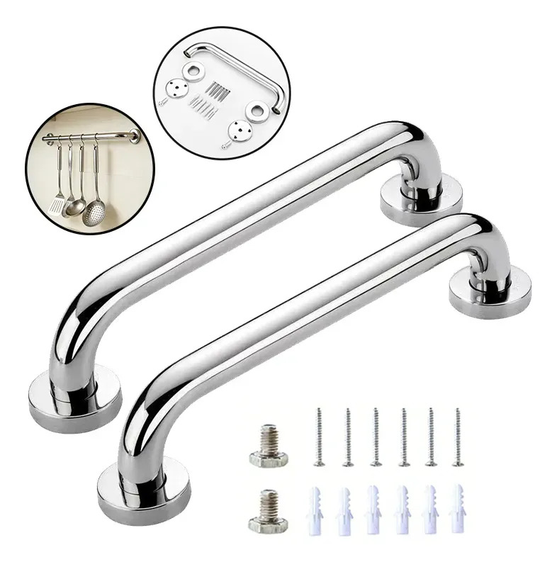 Barra Alça Corrimão Apoio Segurança Banheiro 40cm 2pcs Prateado