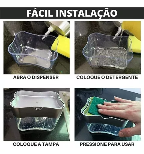 Imagem 5 de 8 de Dispenser Sabão 2x1 Detergente Suporte Porta Bucha Esponja