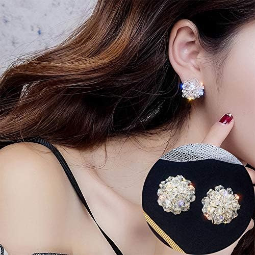 Aimimier Pendientes De Tuerca Con Flores De Cristal Para Nov