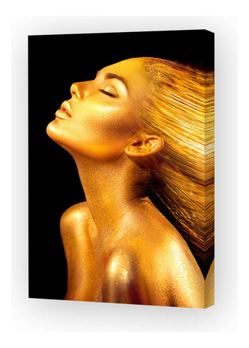 Cuadro Canvas Mujer Oro Pelo Dorado Enjoy Peluqueria