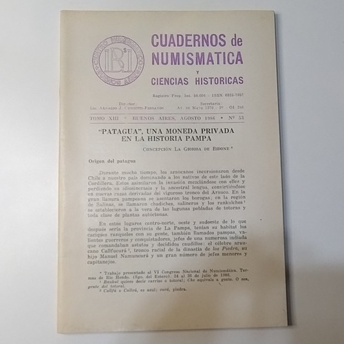 Revista Cuaderno De Numismática Tomo Xiii Agosto 1986 N°53