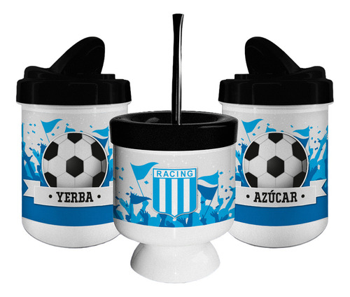 Set De Mate Sublimado Yerbera Azucarera Mate Racing Club