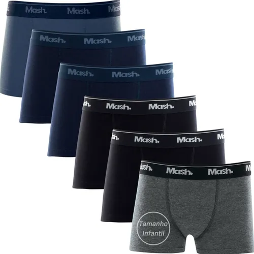 Kit 6 Cuecas Boxer Infantil Mash Box Menino Algodão Original