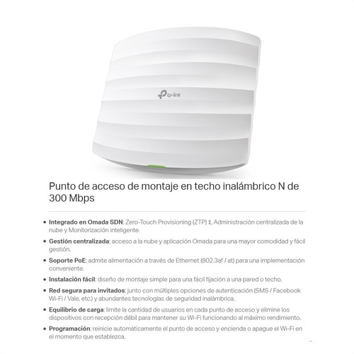Punto De Acceso Inalámbrico De Techo 300mbps, Tp-link Eap115