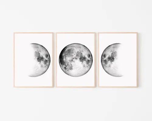 comprar Set X3 Cuadros 35x50 Cm. Completos Fases De La Luna 
