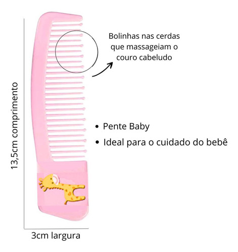 Kit Baby Escova Cerdas Macia E Pente Zoo Mania Girafa