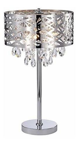 Lámpara De Mesa Tiffany Tl7992 Malati, Cristal Cromado, 3