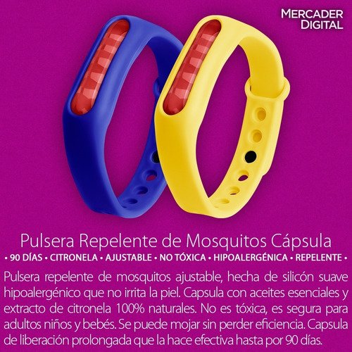 3 Pzs Pulsera Repelente Mosquito Citronela Zancudo Brazalete