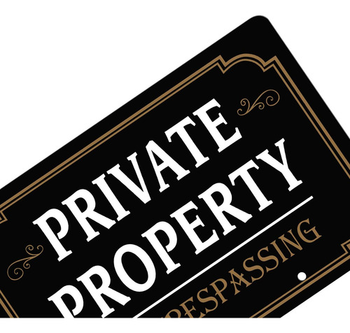 Private Property No Trespassing Sign With Metal Stakes,...