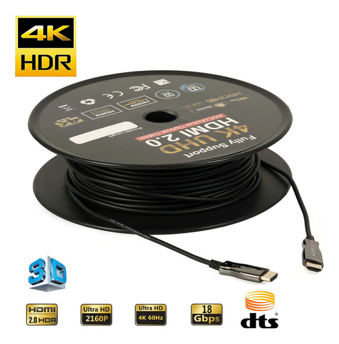Cabo Fibra Óptica Ativa (aoc) Hdmi2.0 4k 60hz/18gbps 40metro