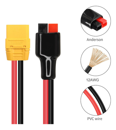 Conector Solar Cable Xt90 12awg 1m Xt90 Hembra 45a Cab...