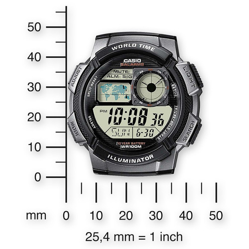 Reloj Casio Ae-1000w-3av Original Resiste Agua Pila 10 Años