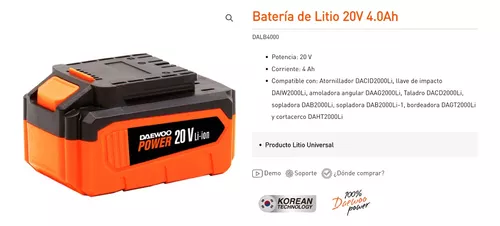 Llave de impacto a batería de litio - Daewoo Herramientas
