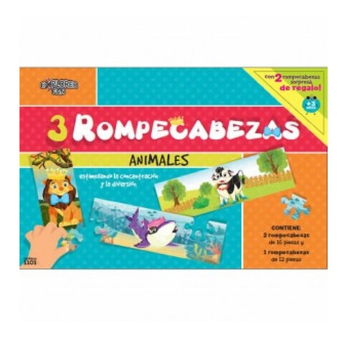 Juego De Mesa 3 Rompecabezas Animales Puzzle Con Sorpresas 