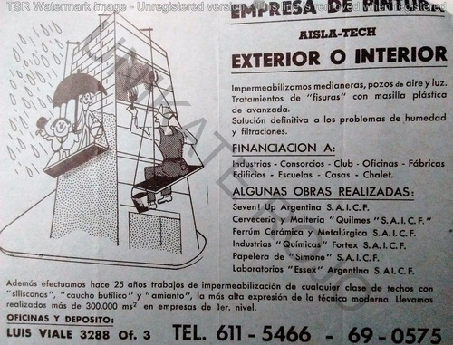 Antiguo Folleto Impermeabilización Techos Aisla Tech - 1985