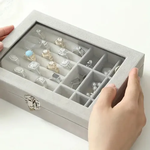Joyero Caja Exhibición Estuche Organizador De Joyas Ld-1016 Color Gris