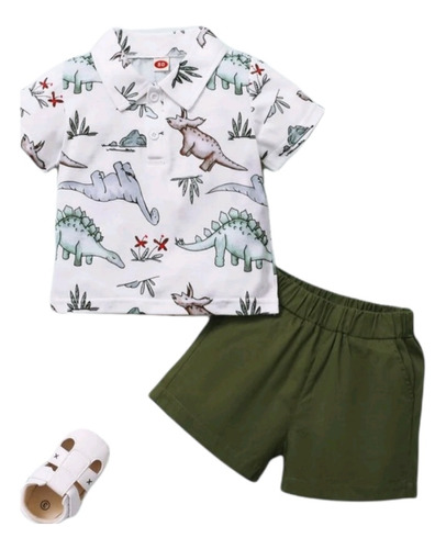 Ropa Bebé Niño Conjunto Camiseta Dinosaurios Y Shorts