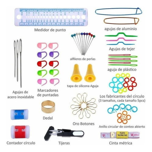 Kit De Ganchos Y Accesorios Para Tejer Al Crochet 100 Pzas