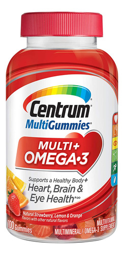 Centrum Multigummies Multi + Omega-3 Multivitamínico, Fresa,