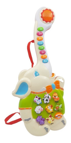 Guitarra Musical Bebes Interactivos Con Luces Elefante 40cm