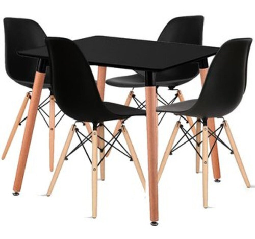 Juego De Comedor Eames Mesa Y4 Sillas Patas Madera Sensacion