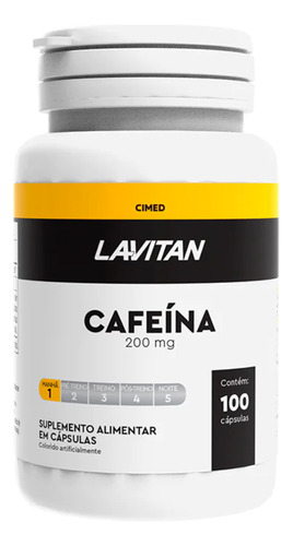 Lavitan Cafeína 200mg Suplemento 100 Cápsulas Sabor Sem sabor