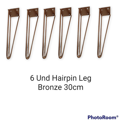 Kit 6 Pés De Ferro Hairpin Legs 30cm Bronze Medcombo