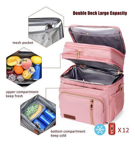 Lonchera Y Lonchera Miycoo Double Deck De 15 Litros Con Aisl