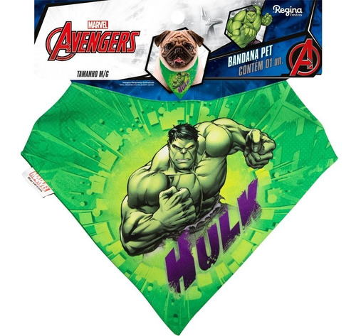 Imagem 3 de 4 de Bandana - Lenço Incrível Hulk - Cachorro Grande - M - G