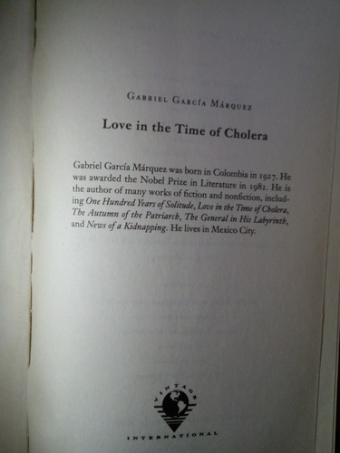 Love In The Time Of Cholera, Gabriel García Márquez (inglés) (Usado)