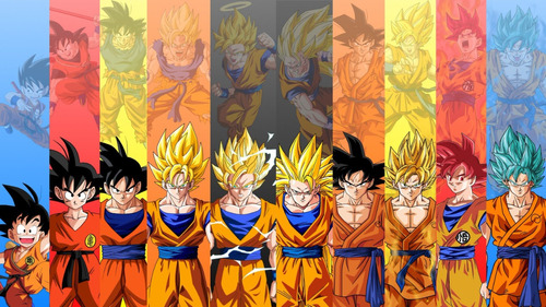 Cuadro Tríptico Goku Evolución 90x40cm Memeca Deco