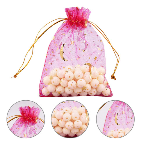 Bolsas De Organza Con Diseño De Luna Y Estrella, 100 Unidade
