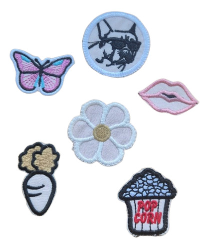 6x Apliques Bordados Termoadhesivos Mini Apliques V8 5x5cm Rosa Hilo