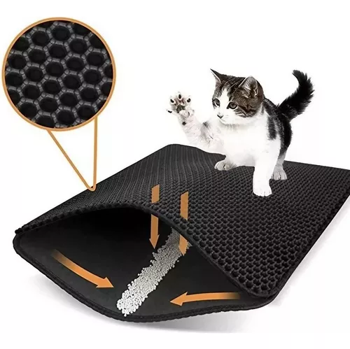 Alfombra Impermeable Salida Arenero Gato 45x65cm - Negro