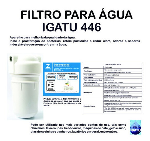 Imagem 4 de 6 de Filtro Bebedouro Industrial Completo Universal Igatu 446 Un