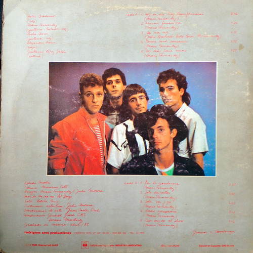 Cosmeticos Vinilo Lp Insert 1985 Impecable Julio Moura Estándar