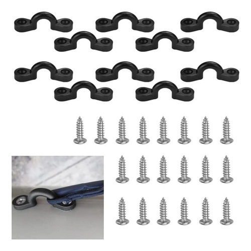 10 Piezas Kayak Pad Eye Fittings Nylon Bungee Deck Loops Tie