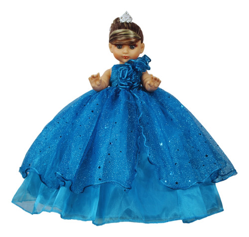 Muñeca Quinceañera Recuerdo 15 Años Azul Turquesa 33 Cm P