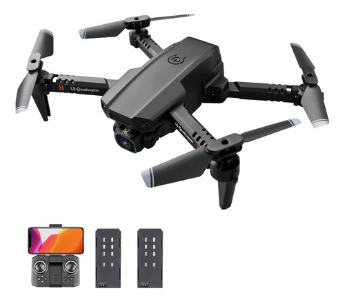 Mini drone Genai LS-XT6 com dual câmera 4K preto 2.4GHz 2 baterias