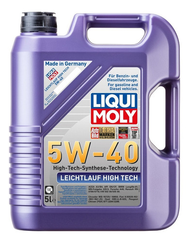 Aceite De Motor Leichtlauf High Tech 5w40 Liqui Moly 5lts