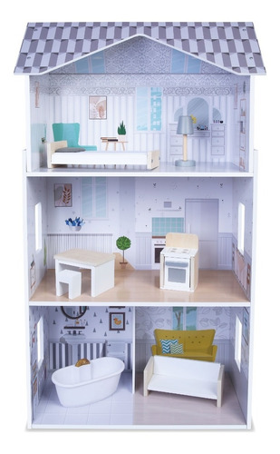 Casa De Muñecas De Madera Con Muebles Casita Para Niñas Emma