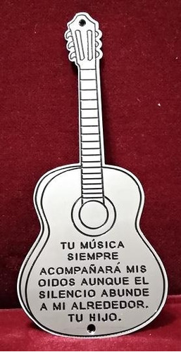 Placa Recordatoria Homenaje 25x10 Forma De Guitarra