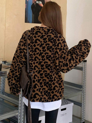 Buzo Animal Print Leopardo Shein Importado Stock Inmediato